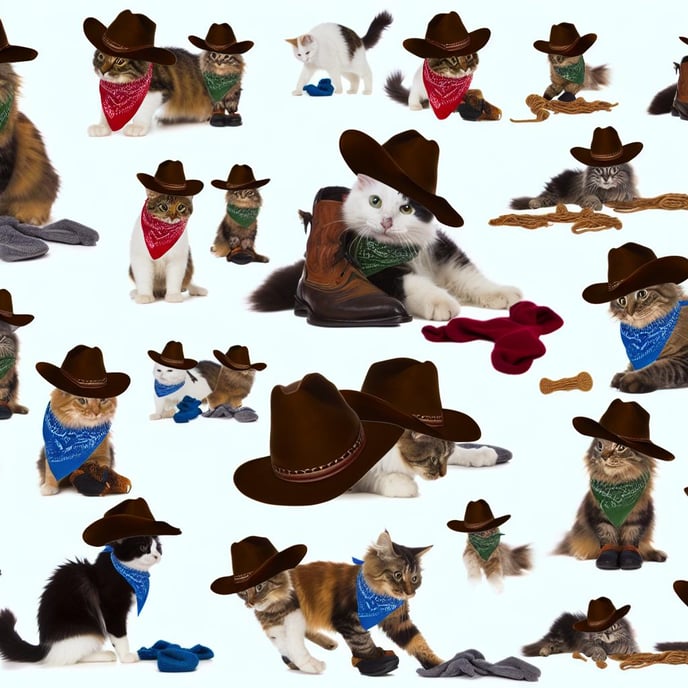 cowboy cats playing with useless content